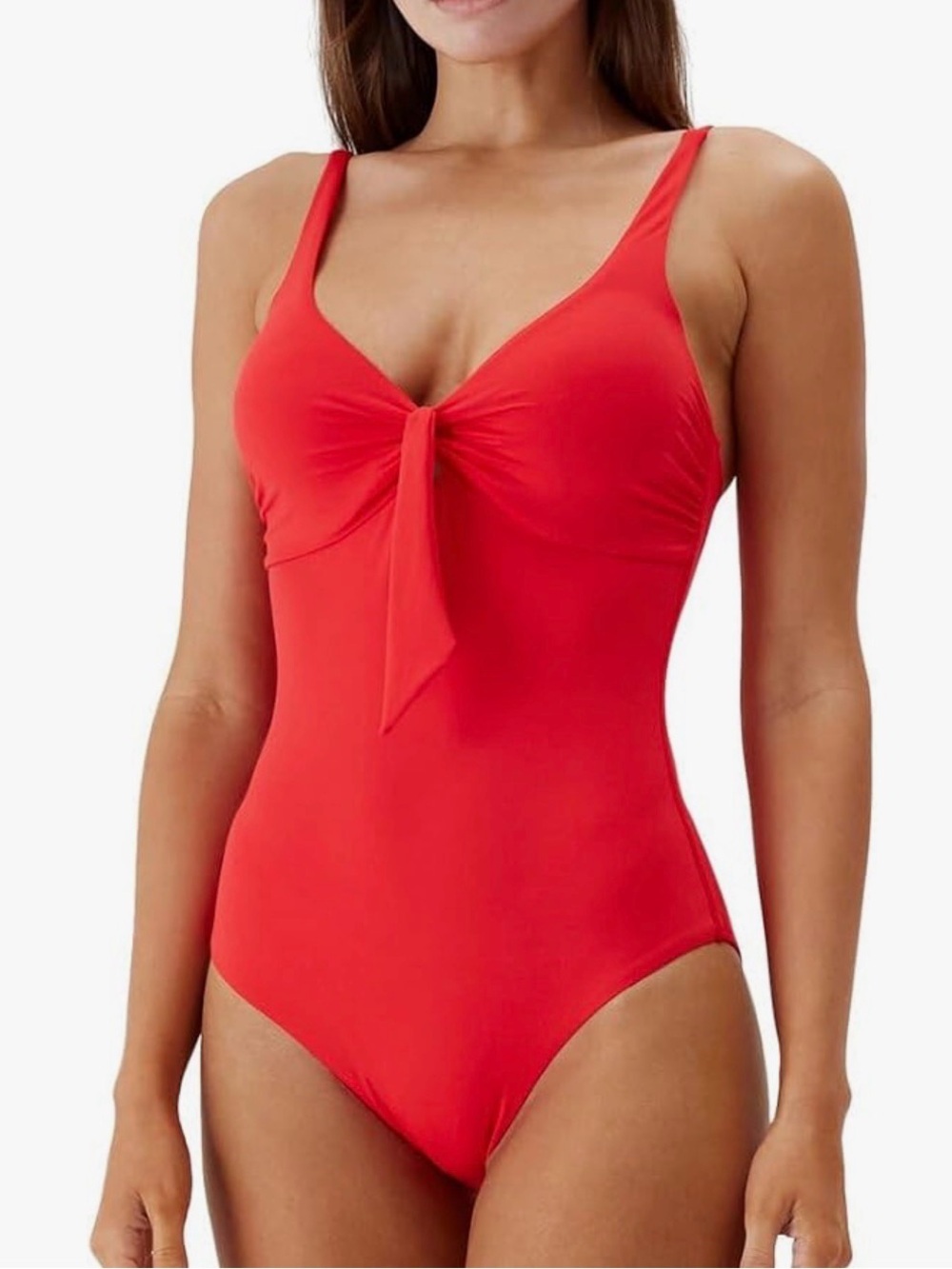 Melissa Odabash Red Textured Knot Front One Piece Swimsuit Sz US 12